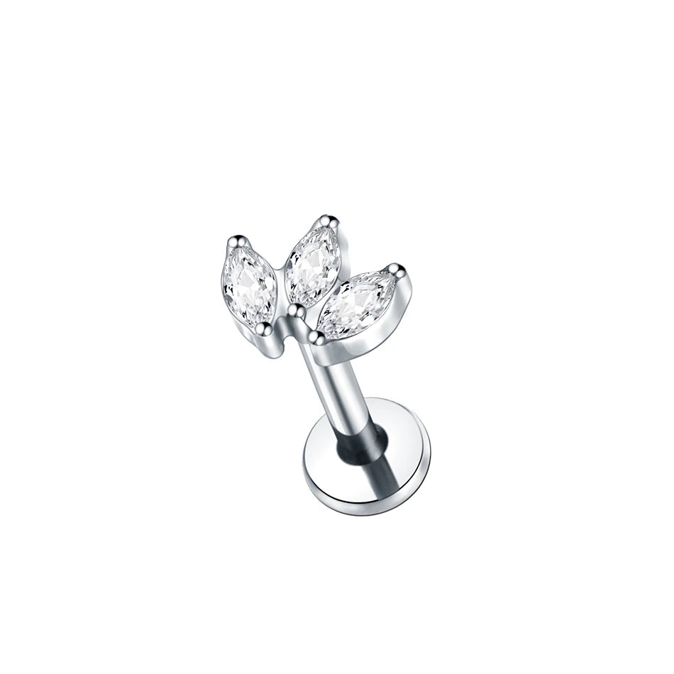 1pcs Titanium Cubic Zirconia Bee Flower Stud Earring Helix Tragus Daith Piercing Hinged Segment Hoop Body Jewelry Viralgem Store