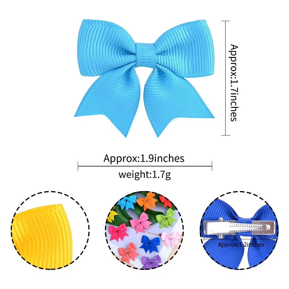 10Pcs/Set Solid Color Kids Bows Hair Clips for Baby Girls Handmade Ribbon Bowknot Hairpin Barrettes New Year Hair Accessories Viralgem Store