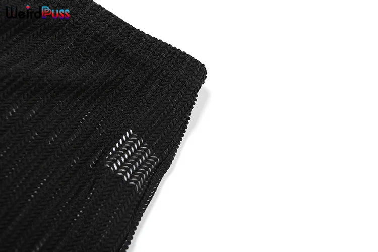 Weird Puss Summer Trend 3 Piece Set Women Spike Mesh Crop Tops+Bandage Bra+Leggings Tight Matching Vacation Streetwear Outfits Viralgem Store