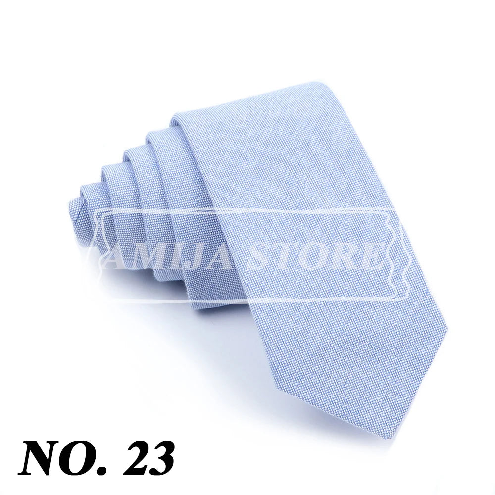 Wed Cotton Tie Solid Color Necktie For Man Woman Blue Pink Yellow Skinny Slim Ties Fashion Wedding Party Gifts Men Accessories