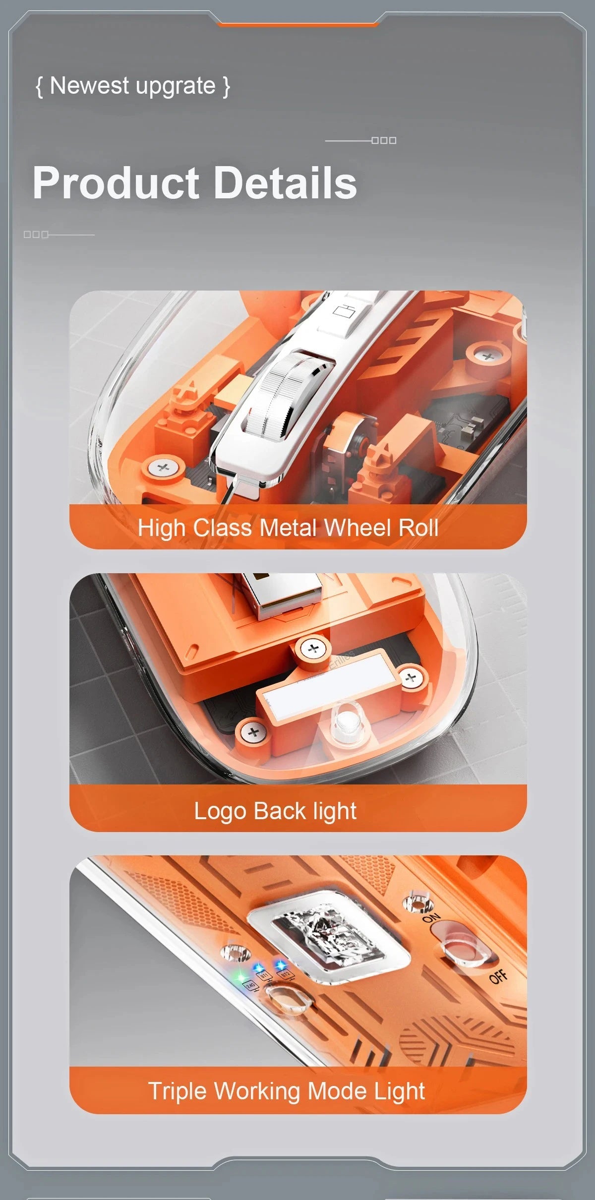 Transparent Magnetic Triple Mode Bluetooth compatible 2.4G Wireless Mouse One-Click Desktop Type-C Rechargeable Silent Mice Mute Viralgem Store