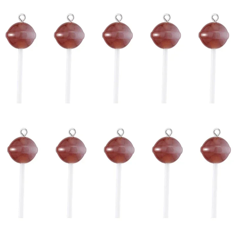 10Pcs Sugar Candy lollipop Resin Charms Diy Findings Kawaii 3D Keychain Earring Pendant Charms For Jewelry Making Suppplies