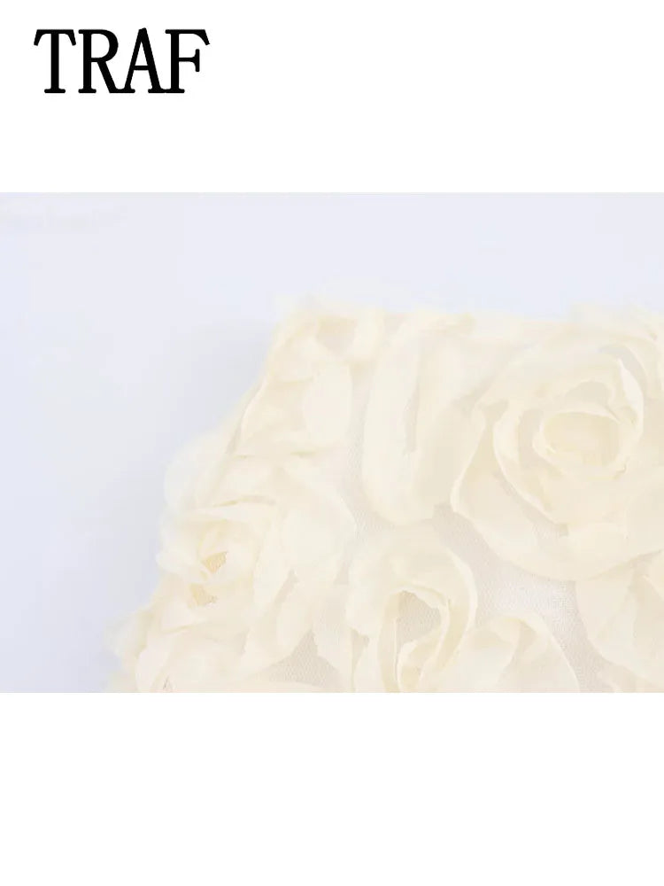 TRAF Women's Floral Texture Mini Skirt 2024 New Casual Fashion High Waist Skirt Female Elegant Streetwear Skirt Viralgem Store