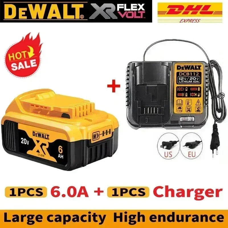 100% Original DEWALT 🔋 20V/60V MAX XR Rechargeable Tool Battery 6Ah/9Ah Compatible with DCB200 Series for Dewalt Tools 👍 Viralgem Store