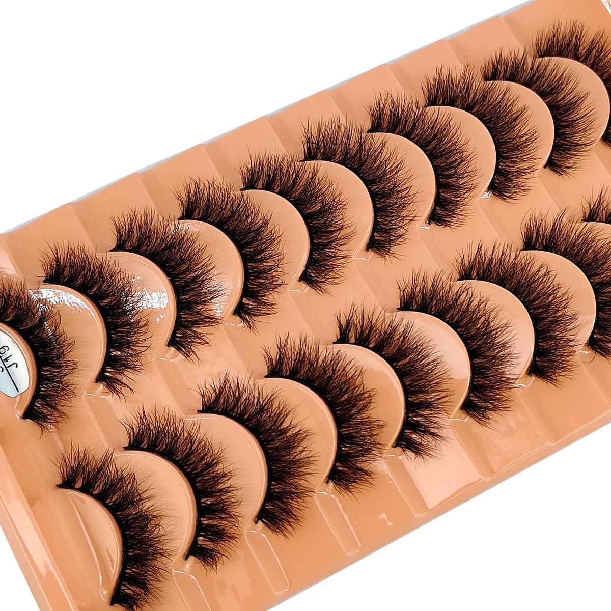 10 Pairs 3D Faux Mink Lashes Fluffy Soft Beauty Wispy Natural Short False Eyelashes Curly lashes Makeup Classic Thick eyelashes
