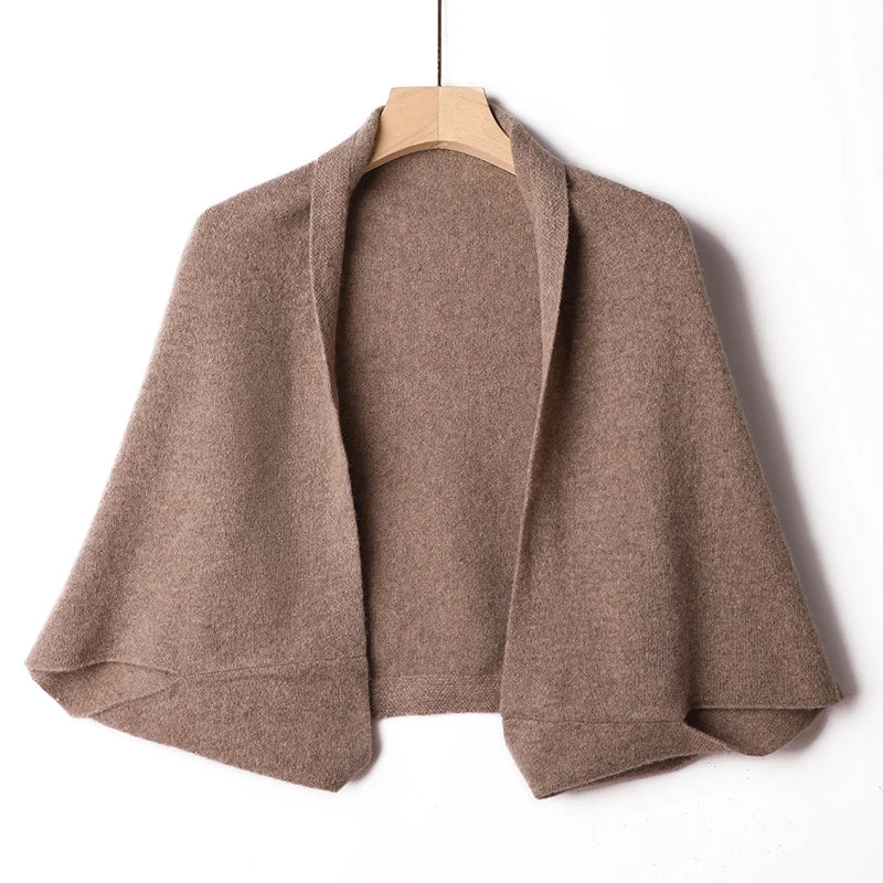 100%Pure Wool Women's Knitted Shawl Soft Warm Wollen Cardigan Cloak Wraps Shoulder Neck Protect Multifunctional Pashmina Scarves