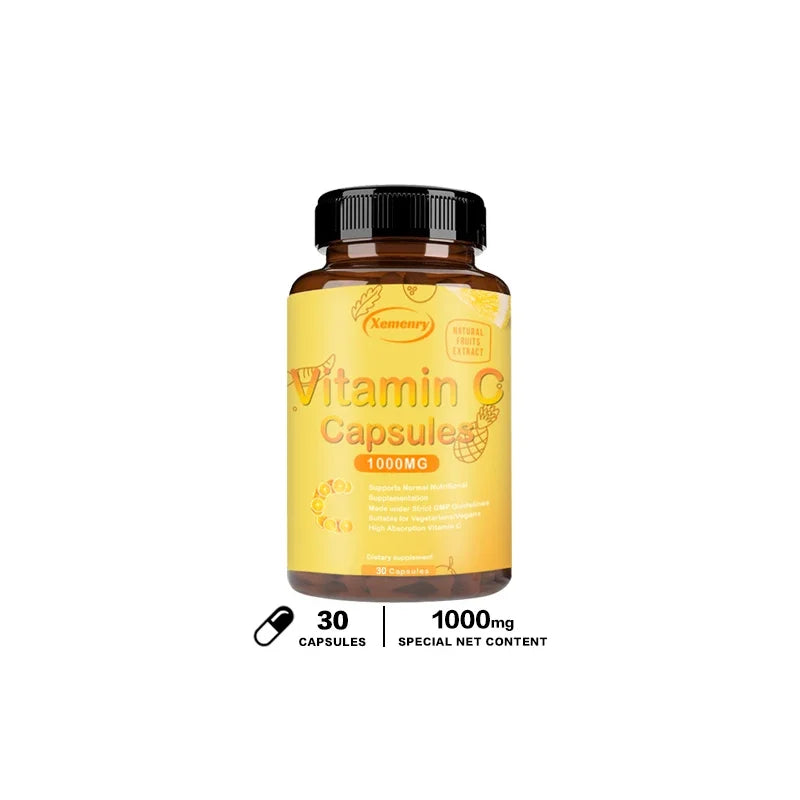 Vitamin C Capsules 1000mg - Immune System and Collagen Booster, Skin Health, AntioxidantSupplements