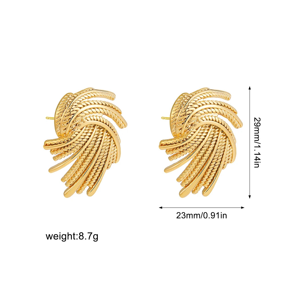 Vintage Gold Plated Metal Braided Spiraal Earrings for Women Fashion Geometric Stainless Steel Earring Party Jewelry Gifts