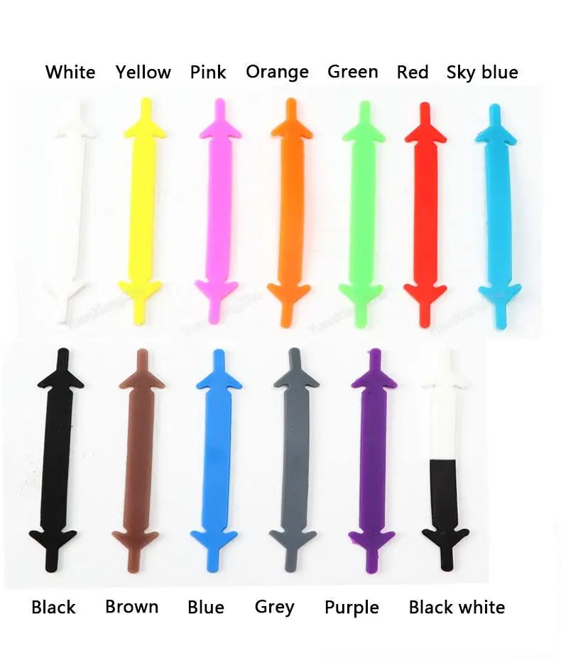12Pcs Silicone Shoelaces for Shoes Elastic Laces Sneakers No Tie Shoe laces Kids Adult Rubber Shoelace One Size Fits All Shoes