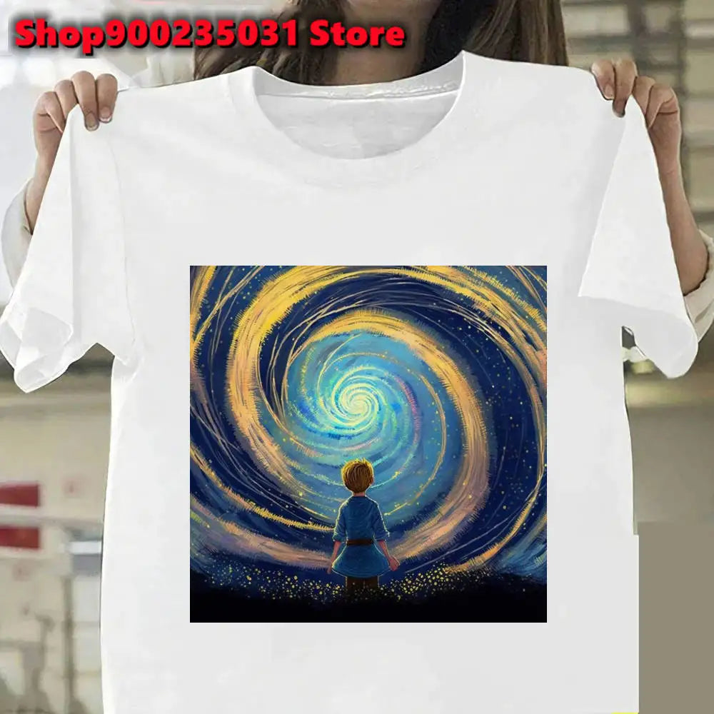 Van Gogh The Little Prince Art Oil Painting T Shirt Harajuku Women Y2k Tops Casual Womens Clothes Personality Graphic Tees Shirt