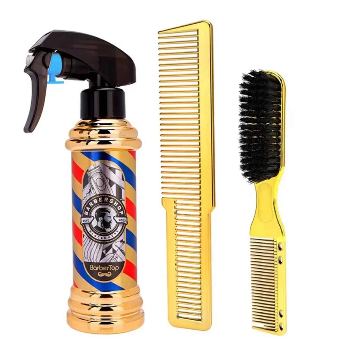 3PCS Hairdressing Styling Tools Set Barber High Pressure Spray Bottle Beard Cleaning Brush Haircut Comb Barbershop Styling Tools Viralgem Store
