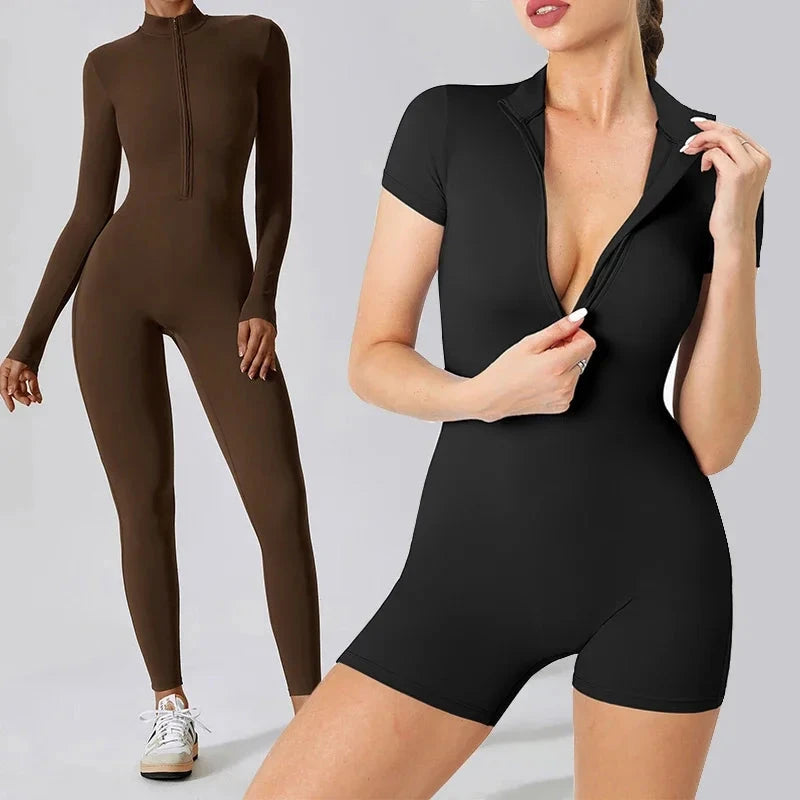 Warm Longsleeve Jumpsuts Women Thickened Sport Overalls Gym Set Zipper Fitness Bodysuits Winter Jumpsuit Workout Tracksuit Viralgem Store