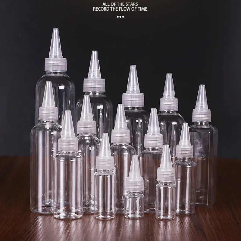 50Pcs 10ml/20ml/30ml/50ml/100ml Clear Plastic Dropper Bottles Applicator With Twist Top Cap For Hair Oils Lotion Makeup Liquid