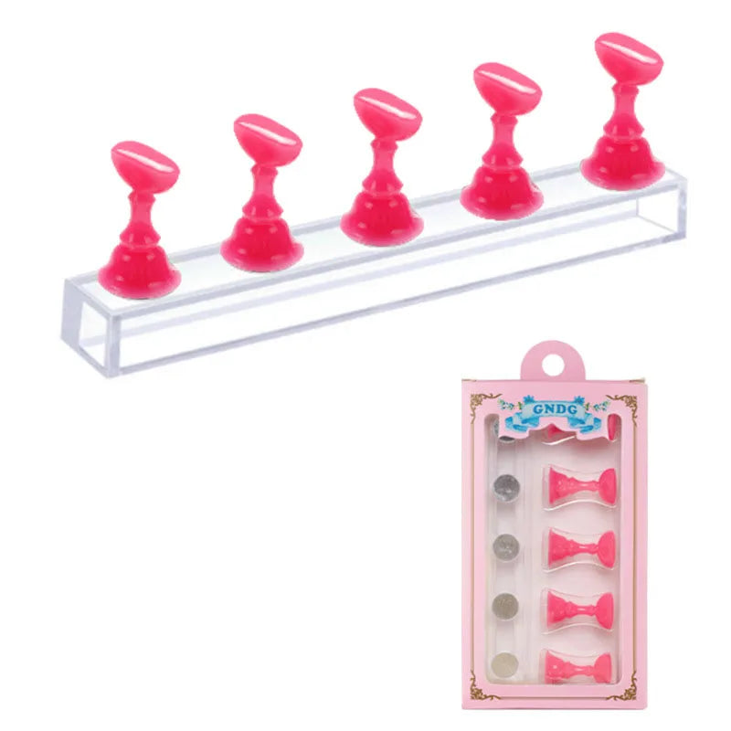 Acrylic nail practice stand, magnetic nail tip art display stand, nail enhancement tool with reusable adhesive putty clay, used