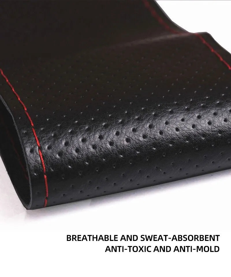 38cm DIY Car Steering Wheel Cover Fiber Leather Thread Artificial Leather Car Covers Suite Auto Accessories