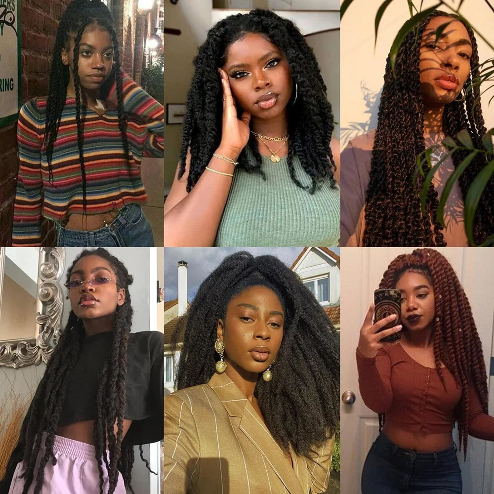 18 Inch Synthetic Marley  Twist Braiding Hair Afro Kinky Curly Crochet Hair for Faux Locs Long Springy Twist Hair Extensions