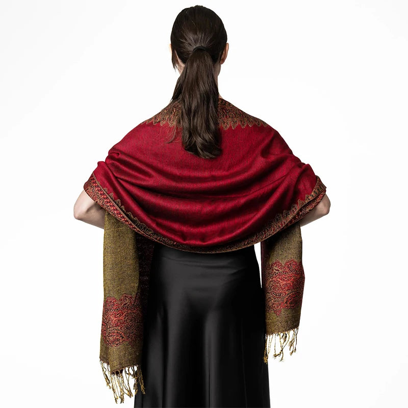 Tassel Blanket Design Thick Pashmina New Winter Warm Shawl Wrap Cashmere Scarf Women Neckerchief Poncho Stoles 2024