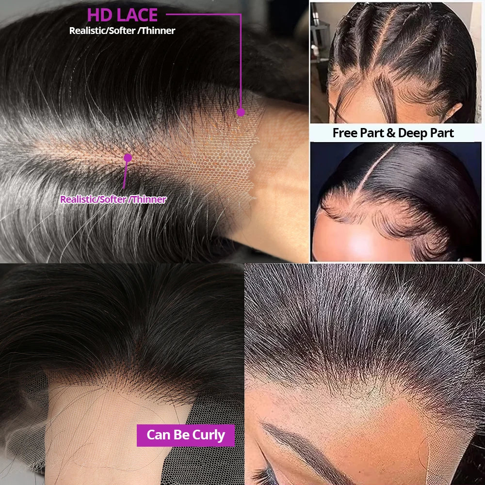 250% 13x6 13x4 Lace Frontal Wigs Silky Straight Human Hair HD Lace Front Bob Wigs Pre Cut Glueless Straight Bob Wigs Ready to Go
