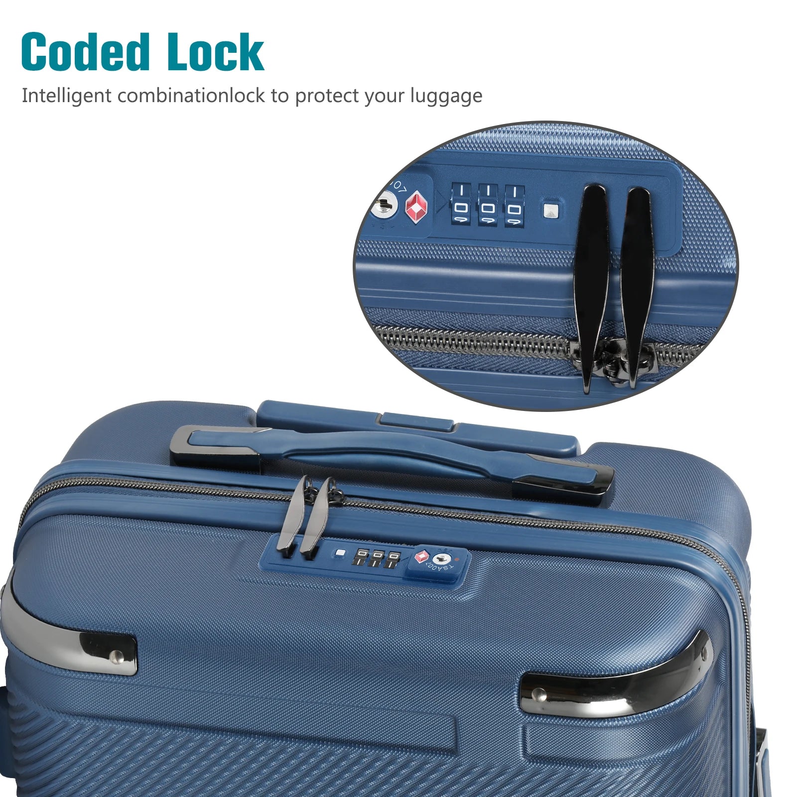 3-Piece PP Hardshell Suitcase Set 20/24/28in - Lightweight Luggage w/360° Spinner Wheels & TSA Lock, Durable Carry-On Viralgem Store