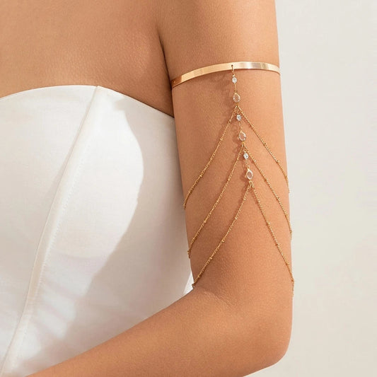 Trendy Arm Jewelry Fashion Sexy Multi-layered Rhinestone Chain Tassel Upper Arm Bracelet Armlet Armband Women Accessories Viralgem Store