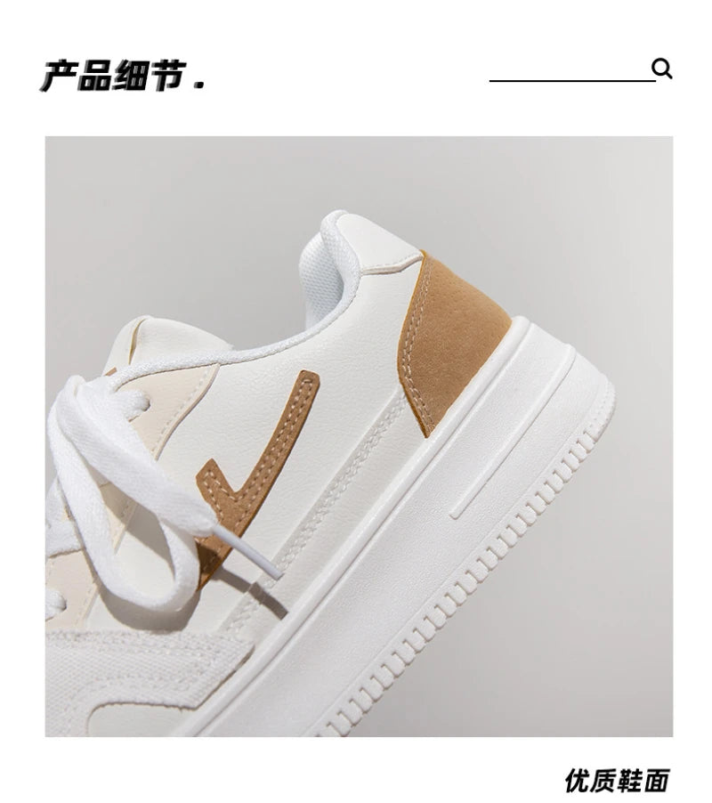 White Shoes For Women's Classic Spring And Autumn New Sports And Casual Trend Women's Shoes Versatile Ins Thick-Soled Shoes