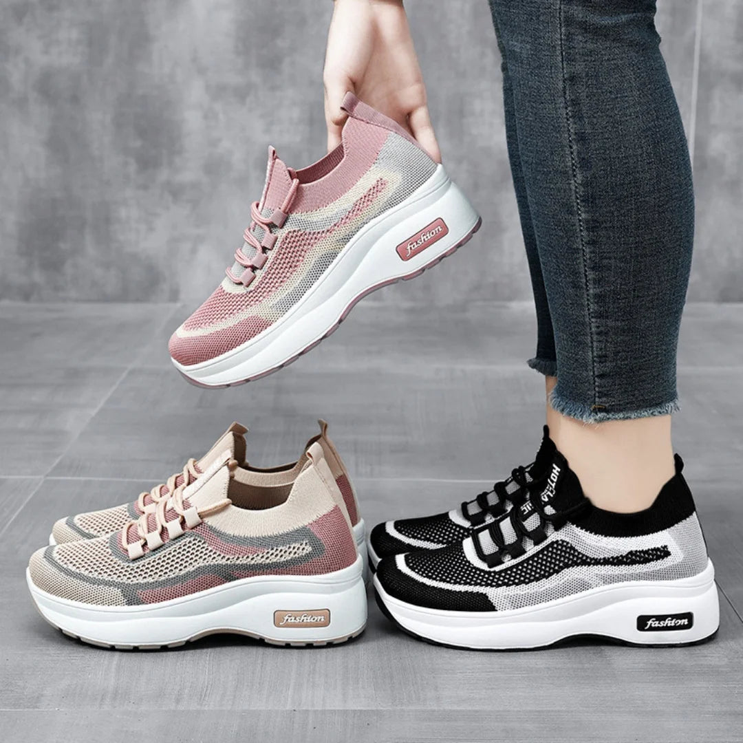 2024 summer platform casual women's shoes increase shoes mesh surface breathable comfortable sports shoes