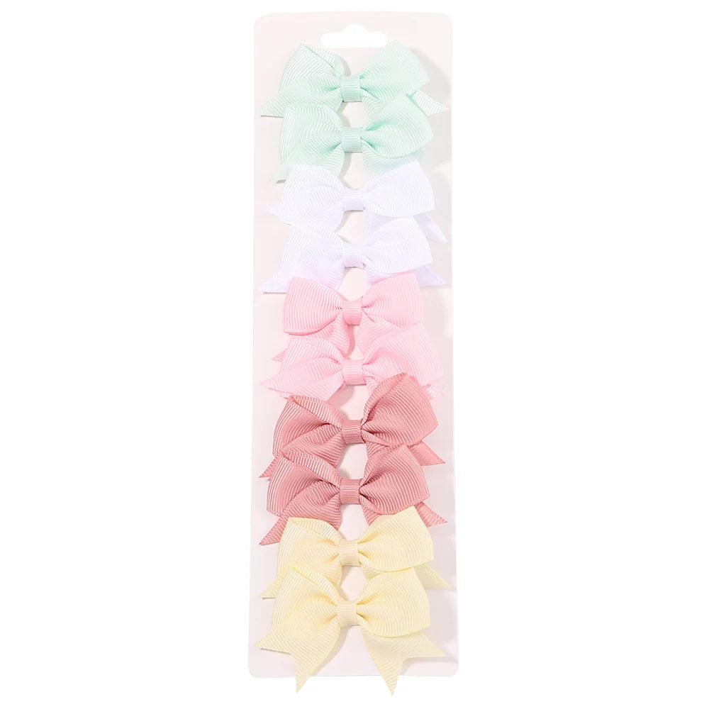 10Pcs/Set Solid Color Kids Bows Hair Clips for Baby Girls Handmade Ribbon Bowknot Hairpin Barrettes New Year Hair Accessories Viralgem Store