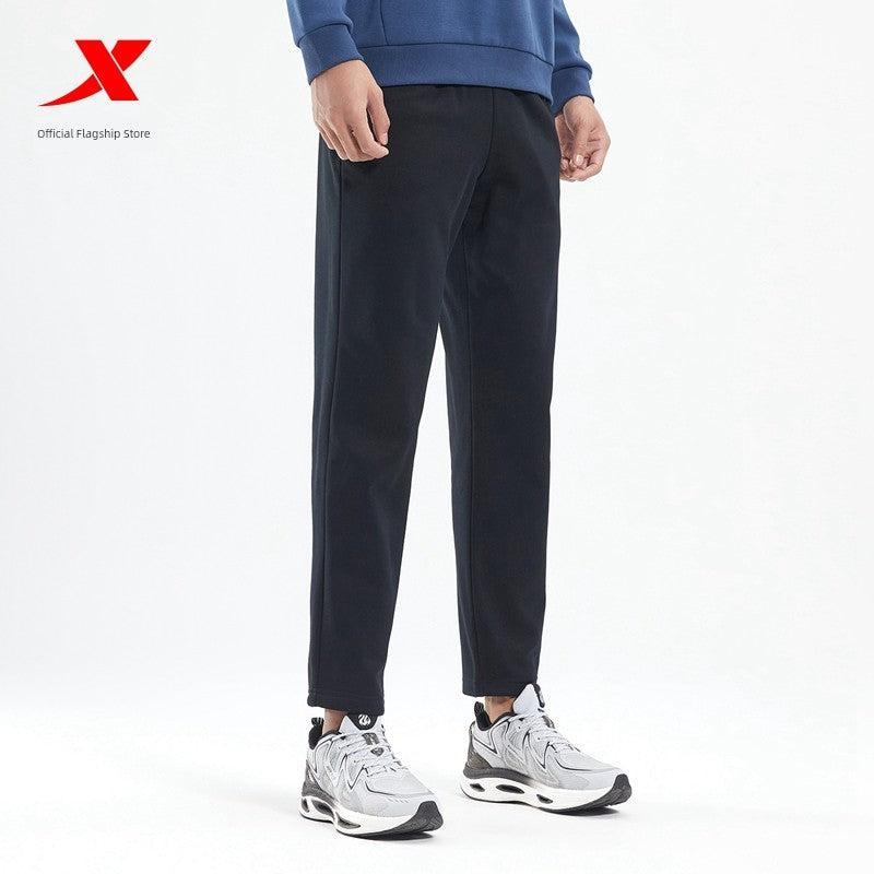 Xtep Fleece-lined Thermal Knitting Pants Male Fall and Winter New Arrival Training Workout Pants Loose Casual Straight Men's Pants