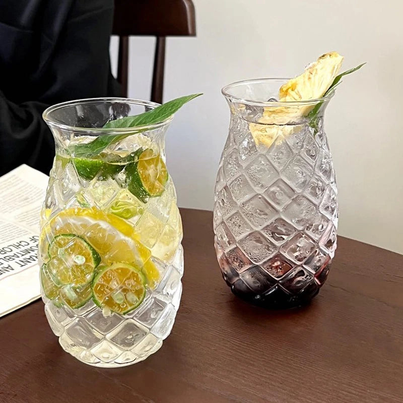 250ml-865ml INS Glass Cup Pineapple Shape Coffee Mug Transparent Cocktail Bar Beverages Soda Water Juice Mugs Cup Drinkware Viralgem Store