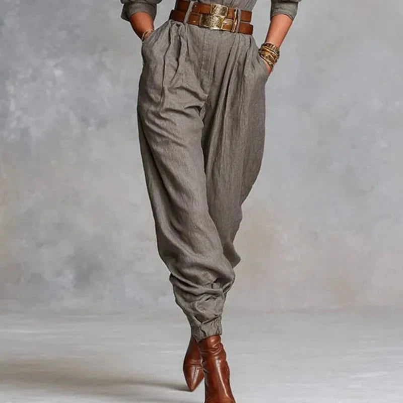 Retro Solid Color Button Lapel Shirt Jumpsuits Woman Fashion High Waist Slim Bodysuits Romper Autumn Long Sleeve Pocket Overalls Viralgem Store