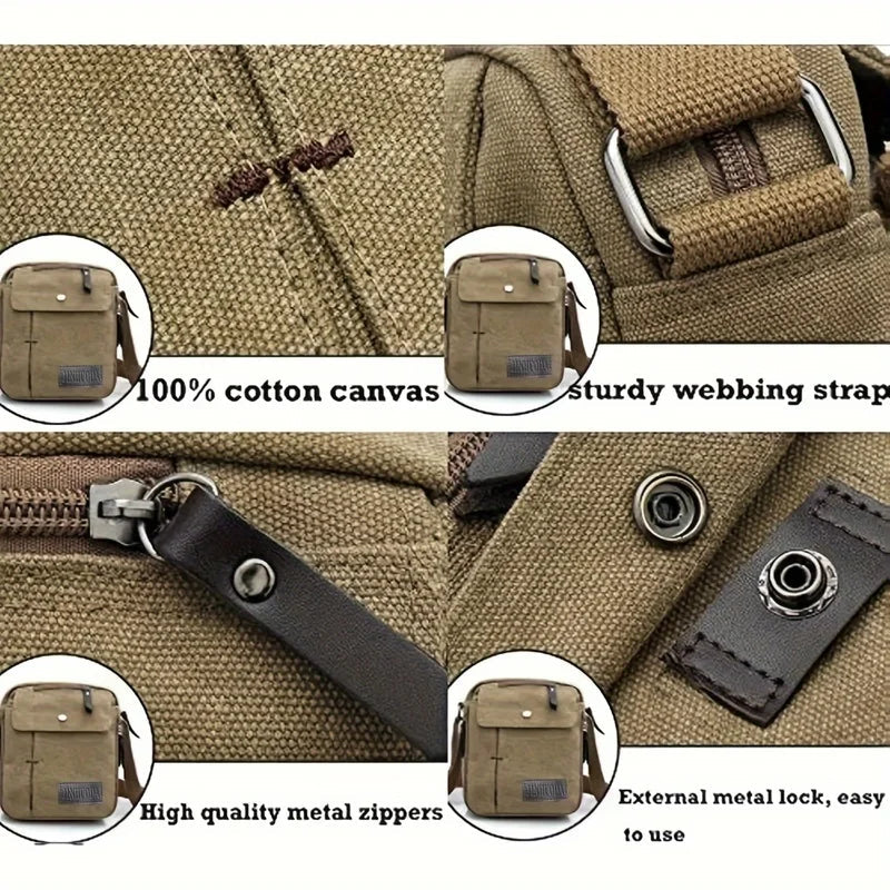 Unisex Canvas Crossbody Bag, Korean Style Outdoor Multi-Purpose Casual Shoulder Bag for Men, 1-Pack Viralgem Store
