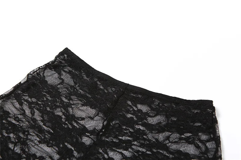 Women 3 Piece Sets Trim Sheer Lace  Solid Strapless Tupe Top Hot Skinny Pantyhose Pants Baddie Club Outfit Lingerie Suit Viralgem Store