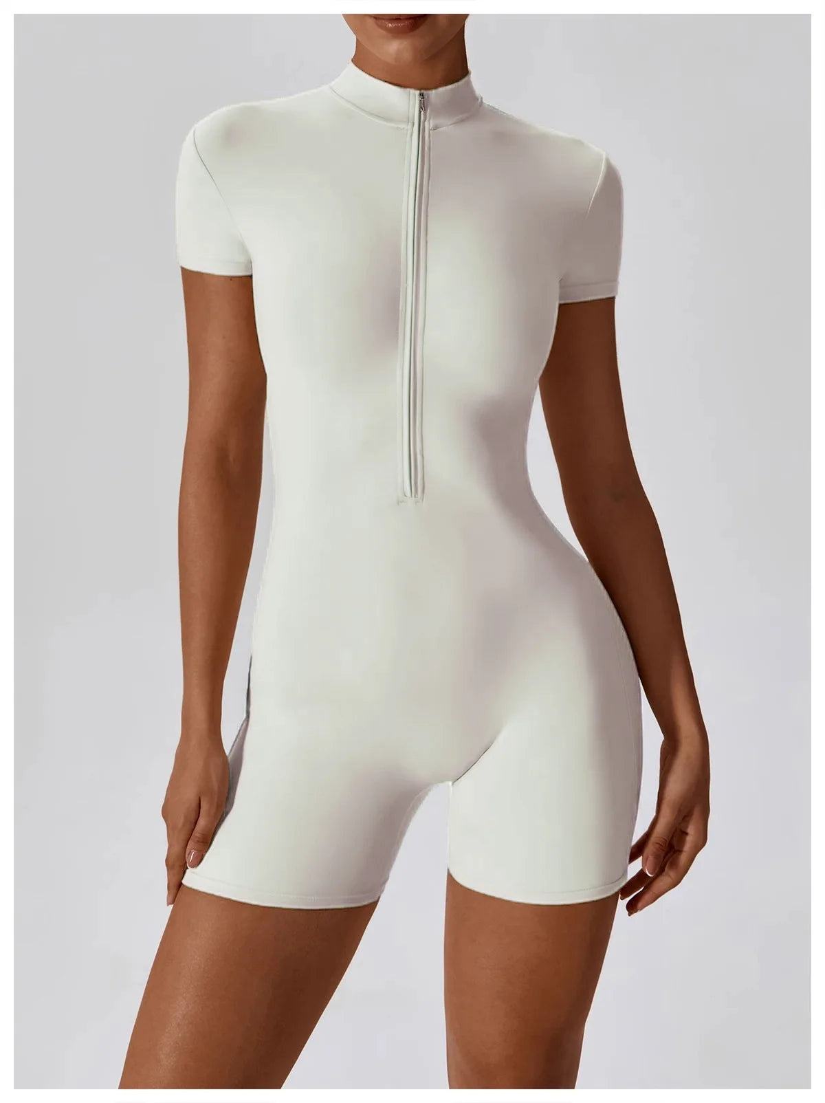 Women's Zipper Short-Sleeve Yoga Jumpsuit - Quick-Dry Breathable Tight Fitness Onesie for Gym Running Sportswear Viralgem Store