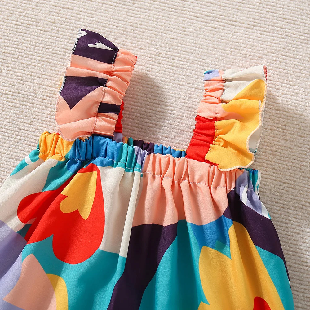 2PCS Summer New Girl Flower Strap Top+Shorts Two Piece Set Suitable for 0-3 Year Old Babies Viralgem Store