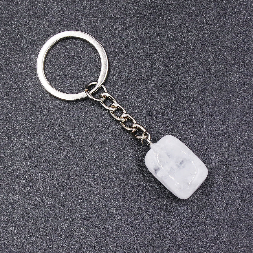 20pcs Natural Rough Raw Stone Crystal Quartzs Keychain Women Men Handbag Hangle Car Key Holder Raw Mineral Stone KeyRing Jewelry Viralgem Store