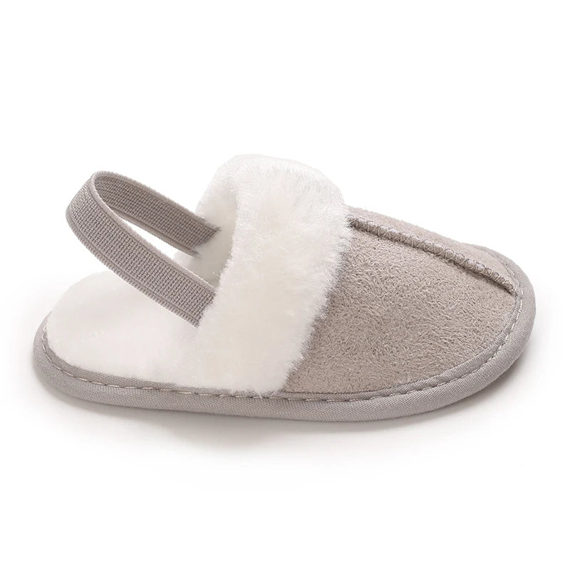 0-1 Years Old Winter Baby Slippers Fluffy Baby Boy Girl Sandals Cute Plush Soft Non-slip Sole Toddler First Toddler Baby Shoes