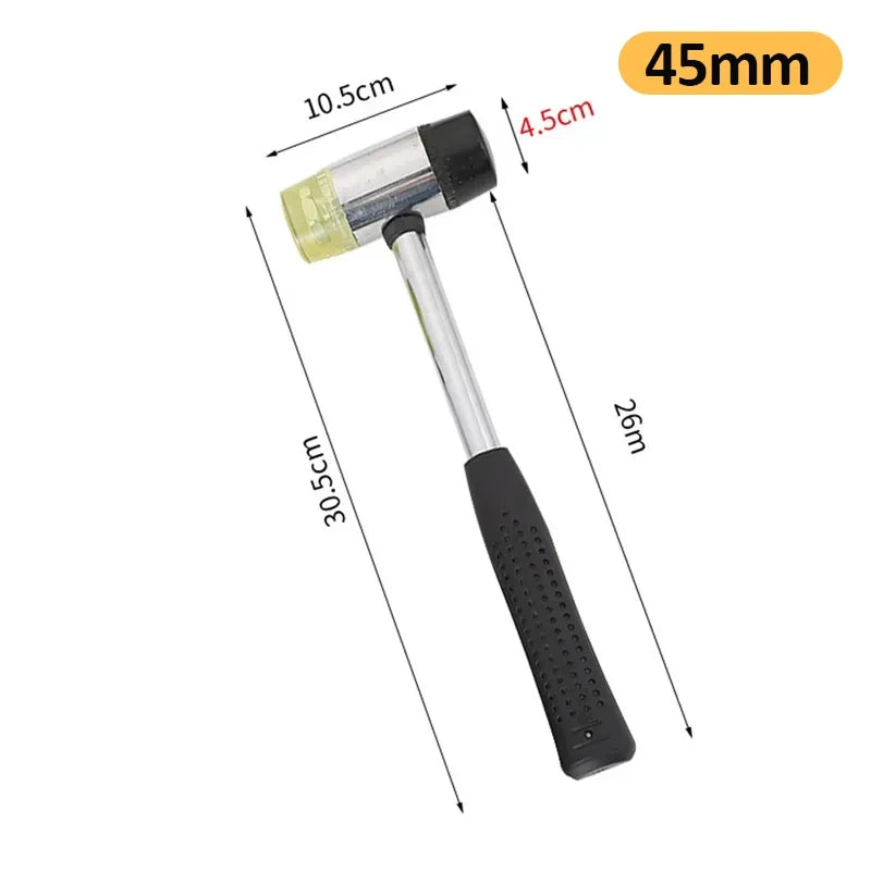 25/30/35/40/45mm Rubber Hammer Double Faced Work Glazing Window Nylon Hammer with Round Head and Non-slip Handle DIY Hand Tool