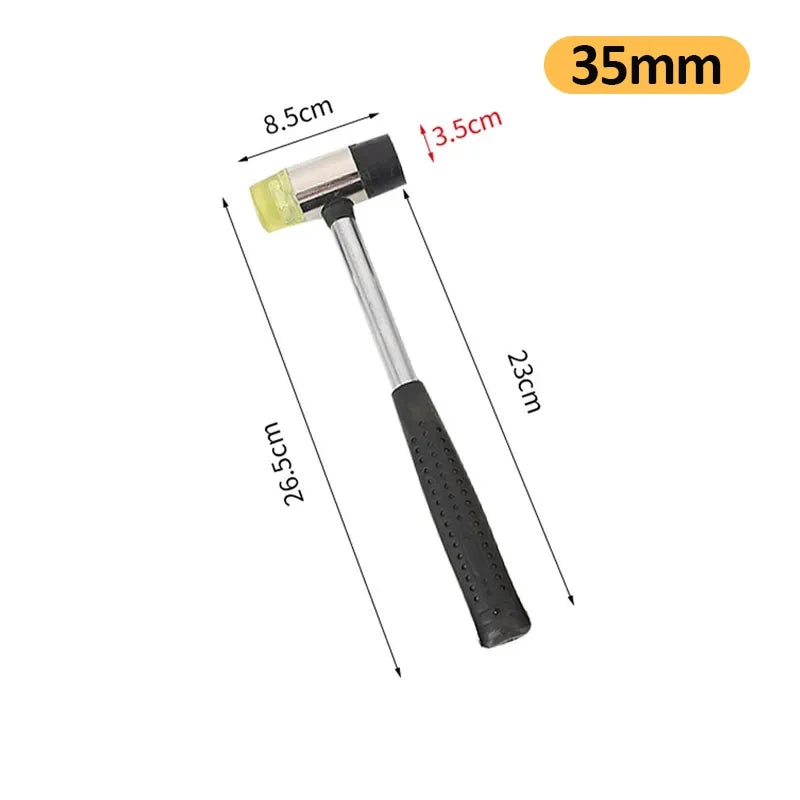 25/30/35/40/45mm Rubber Hammer Double Faced Work Glazing Window Nylon Hammer with Round Head and Non-slip Handle DIY Hand Tool