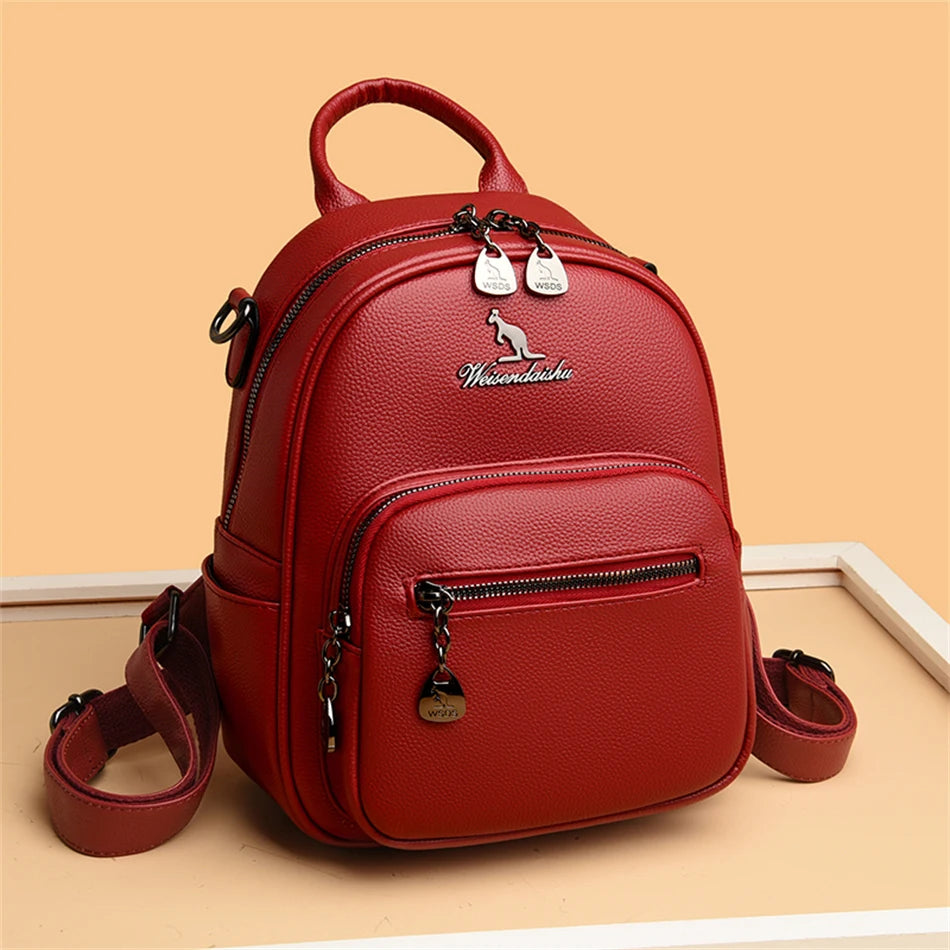 Women Travel Backpack for Teenager Girl 2024 Soft Leather Female Fashion 3 In 1 Bagpacks Large Capacity Ladies Mochilas Feminina Viralgem Store