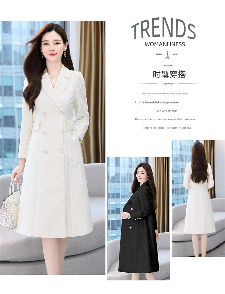 2024 Fashion Minimalist Generous Elegant Elegance Double Breasted Mid Length Long Length Trench Coat