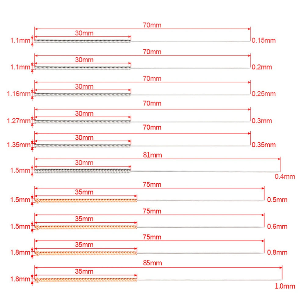 10 Pcs 3D Printer Stainless Steel Nozzle Cleaning Needles Tool 0.15mm 0.2mm 0.25mm 0.3mm 0.35mm 0.4mm Drill For V6 MK8
