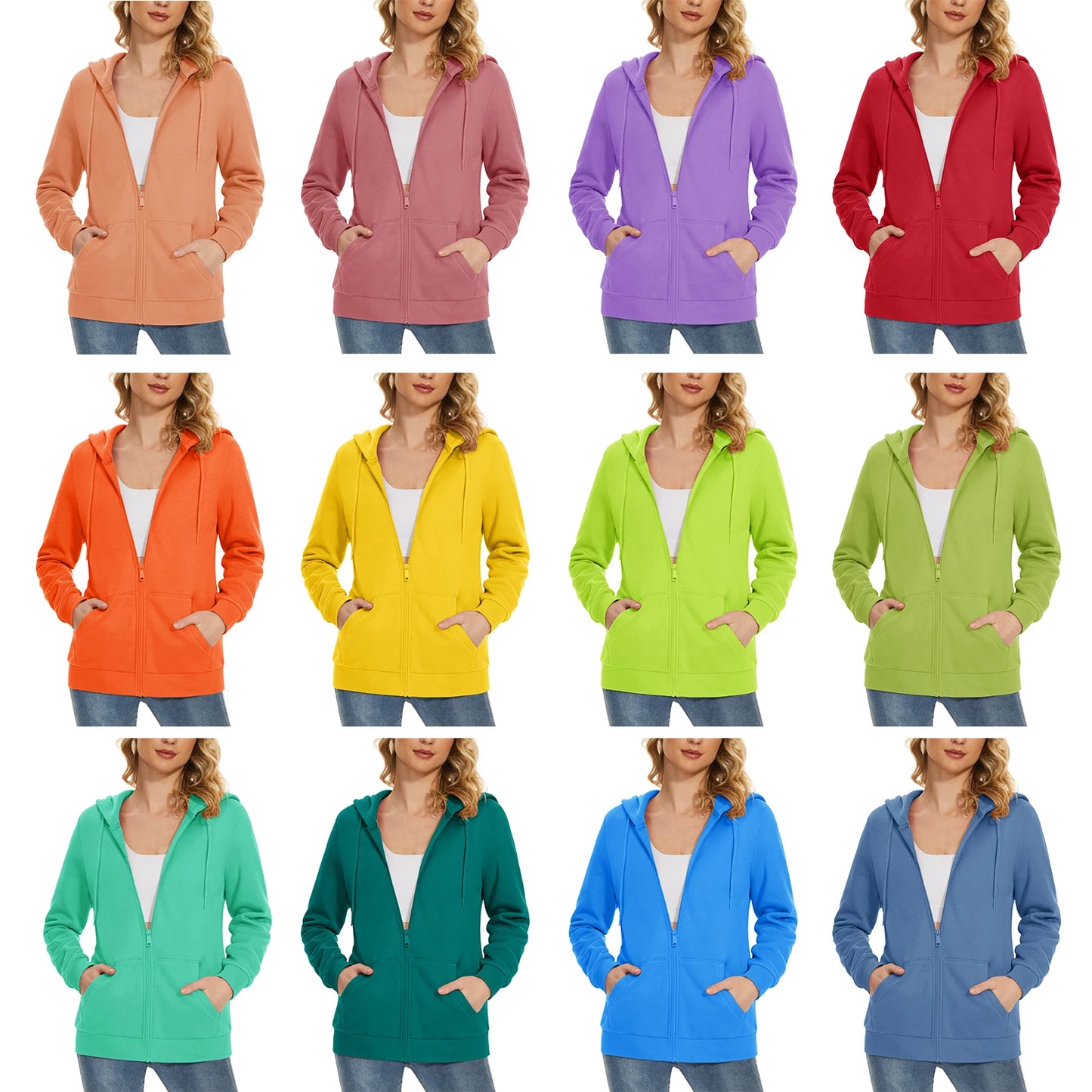 TACVASEN Fleece Lining Jogging Sweatshirts Womens Long Sleeve Hoodies Full Zip Up Jacket Workout Running Sportswear Casual Coats