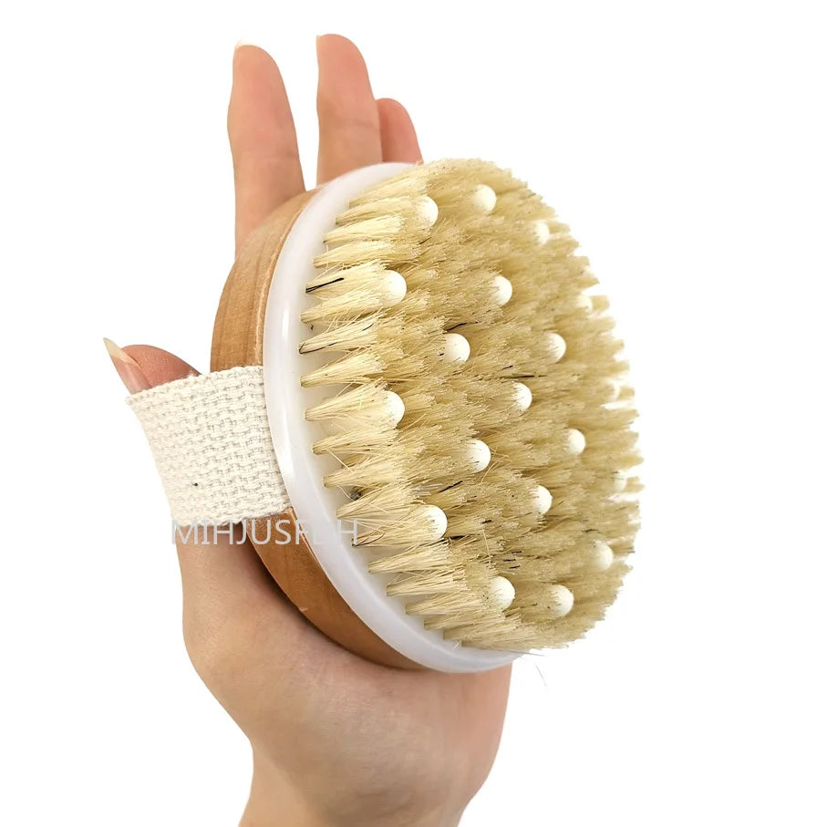 2 In 1 Dry Skin Body Massage Brush Natural Bristle Dead Skin Remover Anti Cellulite Exfoliates Blood Circulation Massage Tools Viralgem Store