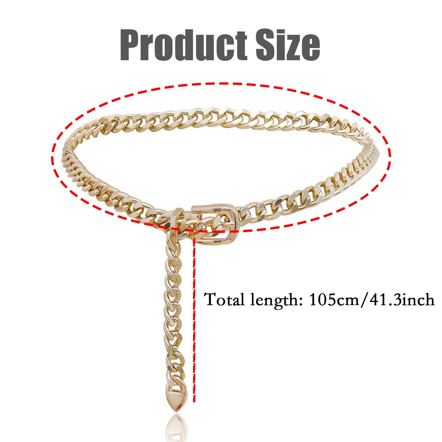 1 PC Women's Chain Belt Metal Waist Chain Dress Belts Metal Belt Adjustable