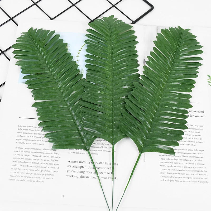 10/20pcs Artificial Green Palm Leaves Tropical Monstera Silk Turtle Leaves for Hawaiian Luau Beach Wedding Party Home Decoration