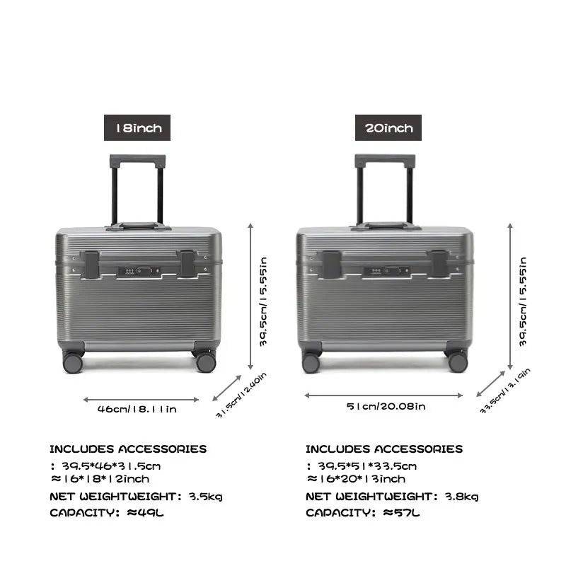 Aluminum Alloy Frame Suitcase, Top-Opening ABS Portable Trolley Case, Universal Wheels, Customs Code Lock Boarding Case Viralgem Store