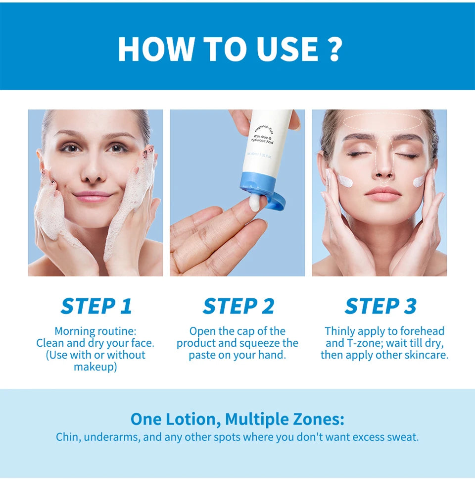 Sweat Absorbing Face Lotion Matte 40Ml Long - Lasting Sweat Control Absorbs Excess Oil Antioxidants Nourish Great Makeup Base Viralgem Store