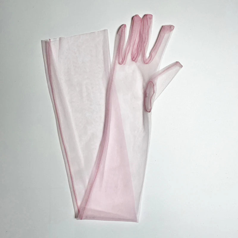 Transparent Sunscreen Sexy Driving Gloves Women Gloves Ultra Thin Dress Gloves Sheer Tulle 70cm Long Female Gloves Women Gloves
