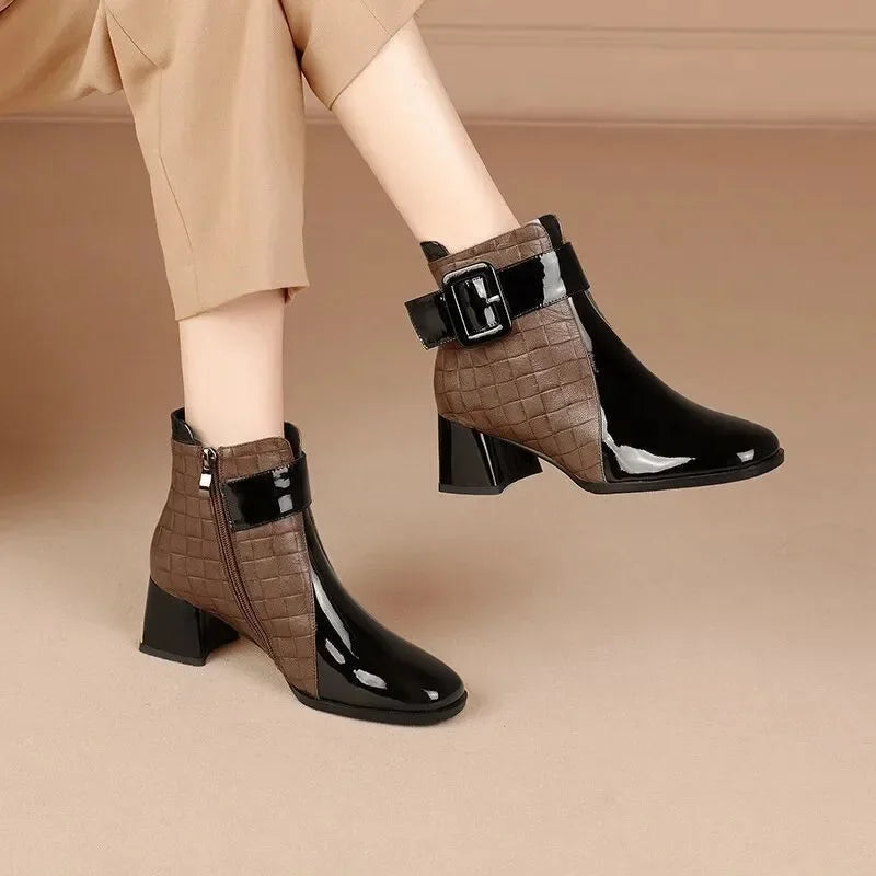 Women Ankle Boots Thick Heels Platform Short Boots Fashion AutumnNew  Female Shoes Retro Belt Buckle Work Shoes Botas De Mujer Viralgem Store