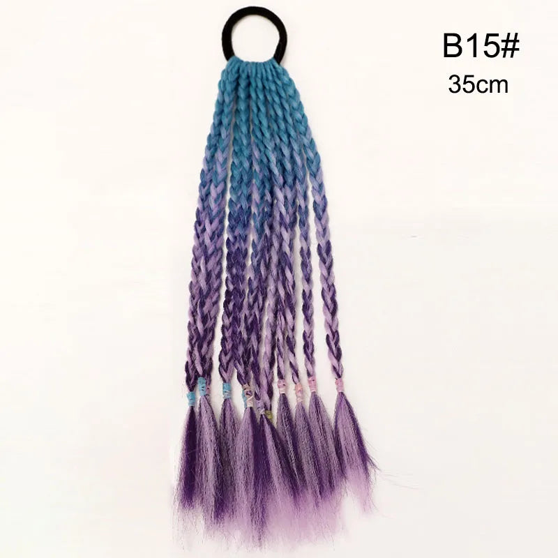 35cm Girl Thicker Wig Ponytail Hair Ropes Kids Twist Braid Rope Headdress Hair Braider Elastic Hair Band Rubber Hair Accessories Viralgem Store